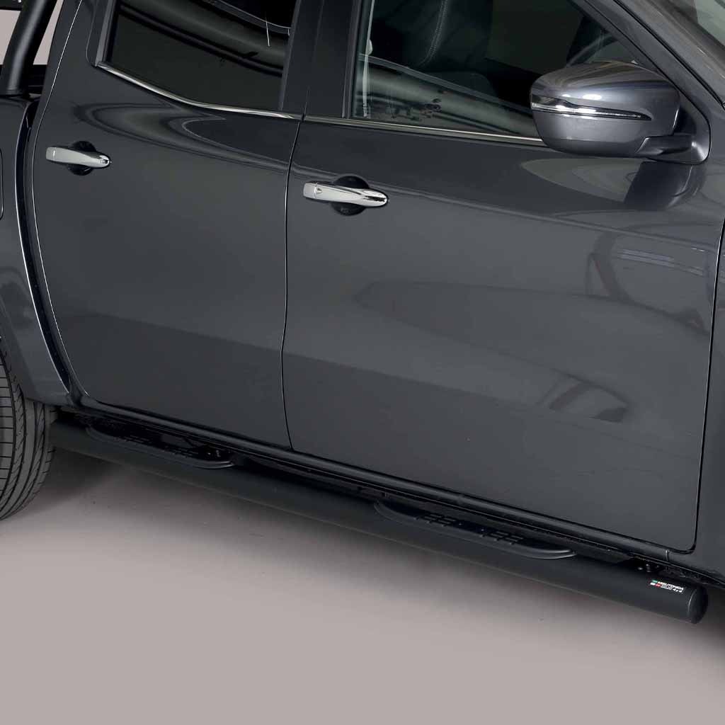 Pair of Black 76mm Side Bars with Steps Mercedes X-Class (2018 Onwards)