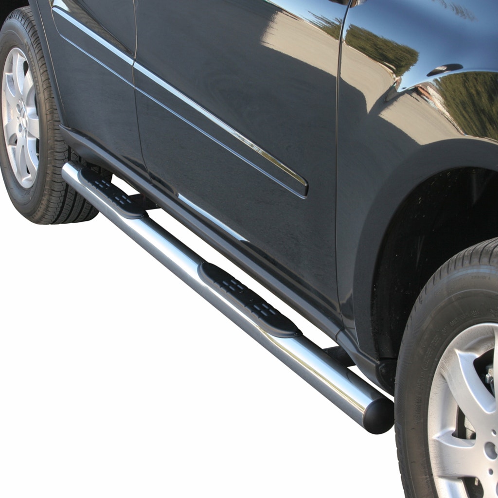 Pair of Stainless Steel 76mm Side Bars with Steps Mercedes M-Class Mk3 (2005 Onwards)