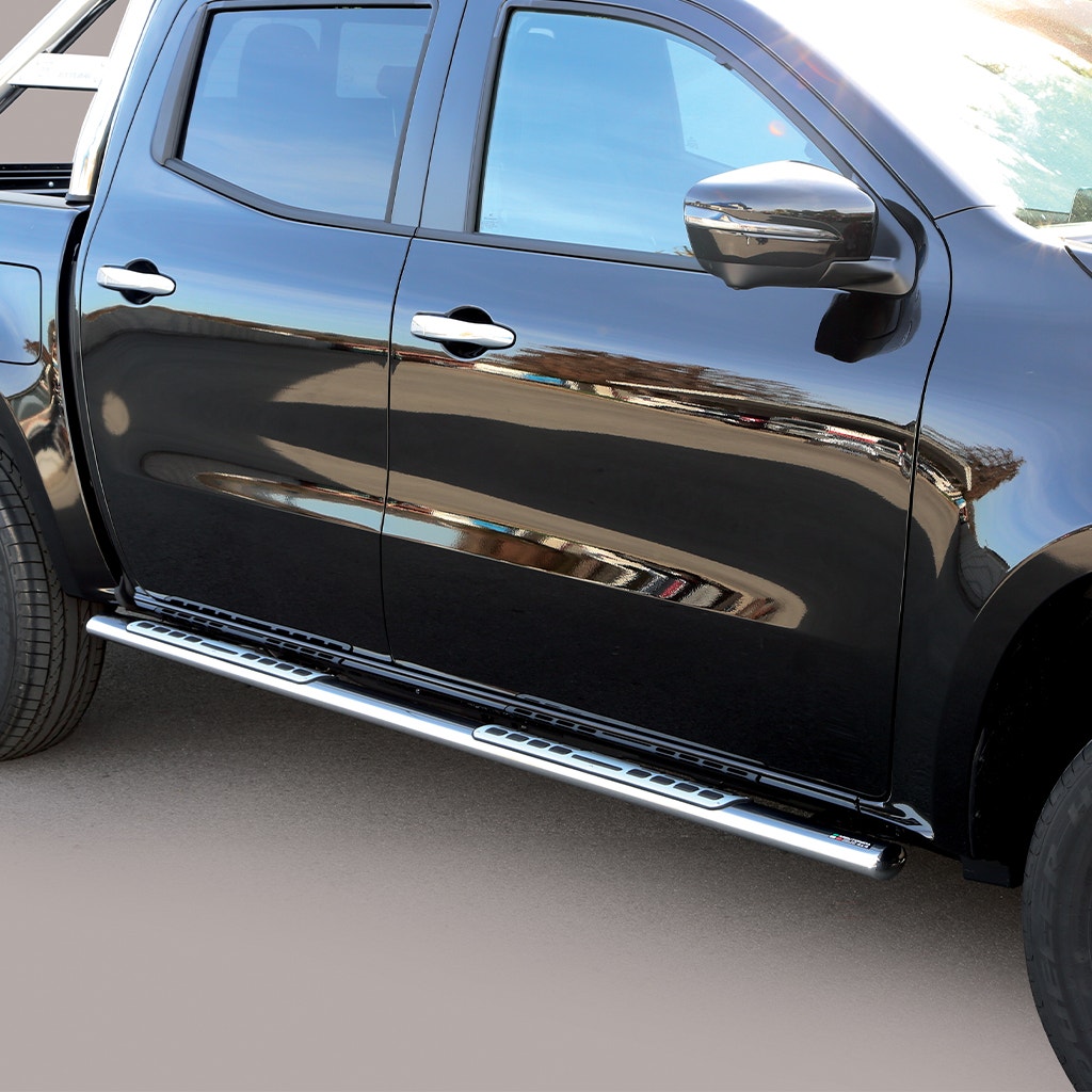 Pair of Oval Stainless Steel 76mm Side Bars with Design Steps Mercedes X-Class (2018 Onwards)